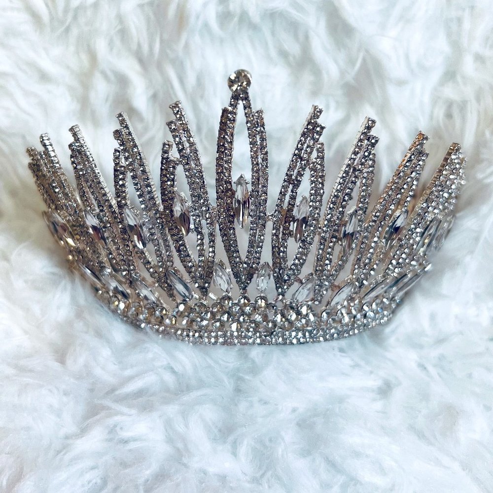 Gothic Silver Crystal Bridal Crown